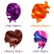 Women silhouettes emblems of beauty or hairdressing salon N2