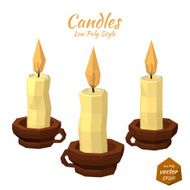 Set candles in the cup and a bright flame isolated Vector N2
