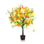 Floral tree in the pot for your design N4