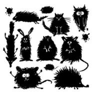 Funny stylized animals collection Sketch for your design N2