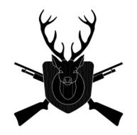 Hunting trophy deer head black silhouette