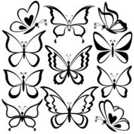 Butterflies black contours