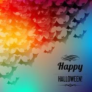 Happy Halloween postcard with black bats
