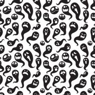 Seamless pattern Of Vintage Happy Halloween flat ghosts N2