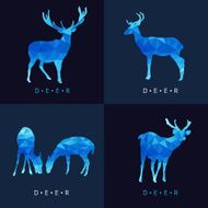 Deer - Blue low poly vector set Design