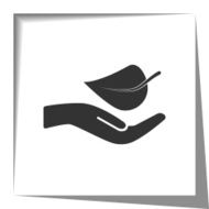 Leaf In Hand icon with cut out shadow effect