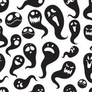 Seamless pattern Of Vintage Happy Halloween flat ghosts N3