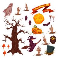Halloween party icon set Vector illustration