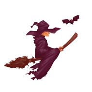 Halloween witch with bat flying to party Vector illustration N2