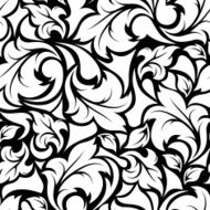 Vintage seamless black and white floral pattern Vector illustration N2