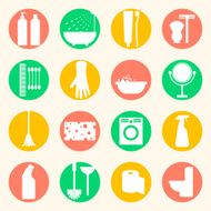 Vector cleaning and hygiene products flat icons