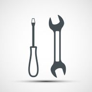 Vector icon of wrench and screwdriver