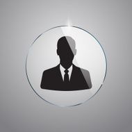 Icon of businessman inside rounded glass N2