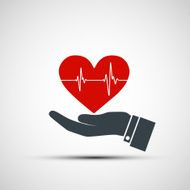 Hand holding a human heart