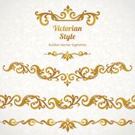 Vector set of borders and vignettes in Victorian style
