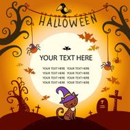 Halloween vector card with cat N3