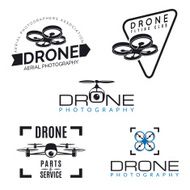 Set of drone logos badges and design elements