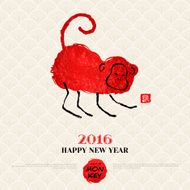 Chinese New Year Greeting Card with Hand Drawn Monkey N3
