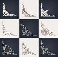 Calligraphic design elements Vintage corners set