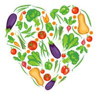 Healthy Eating Vegetable Heart - Flat Color Design