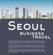 Seoul skyline with grey building blue sky and copy space N2