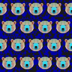 Polygonal bright colored white bear pattern background