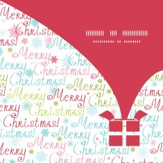 Vector merry christmas text gift box silhouette pattern frame card