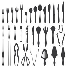 various cutlery silhouette set