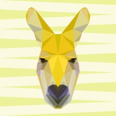 Yellow colored abstract polygonal kangaroo background