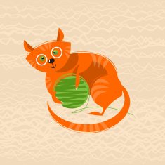 Kitten with a ball of yarn