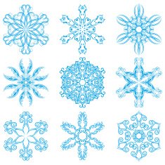 Set of blue snowflakes elements for design