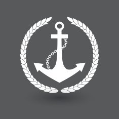 White anchor ribbon vector