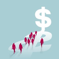 Group of businessman and the dollar sign