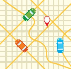 Road Map with cars aerial mobile phone app icon design N2