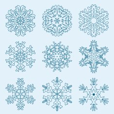 Snowflake icon Winter theme snowflakes of different shapes N26