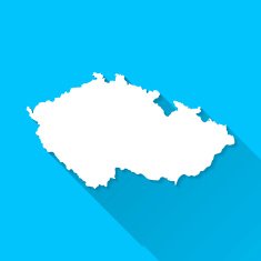 Czech Republic Map on Blue Background Long Shadow Flat Design