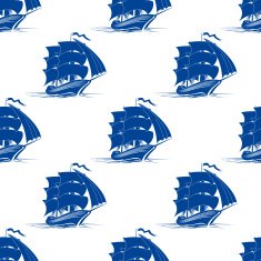 Seamless pattern of sailing ship