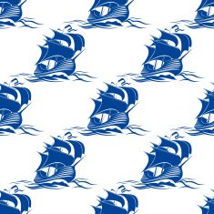 Seamless pattern of rigged sailing ship