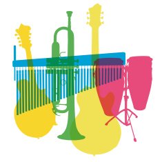 Musical Instruments Colored Pop Art Vector N2