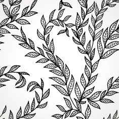 Seamless black and white floral background N2