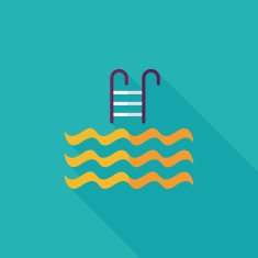 Pool flat icon with long shadow N5