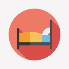 Hotel bed flat icon with long shadow