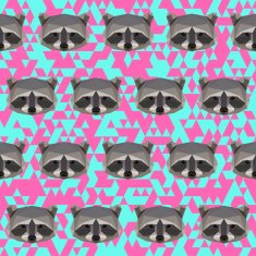 Polygonal abstract raccoon pattern seamless background