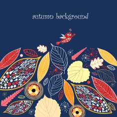 holiday card with flowers and birds N2