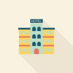 Hotel flat icon with long shadow N8