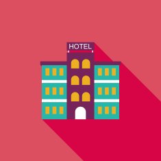 Hotel flat icon with long shadow N9
