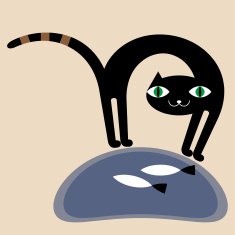 Black cat and fishes N2
