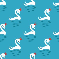 Seamless pattern with elegant white swans