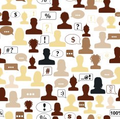 Seamless pattern of avatars and speech bubbles N4