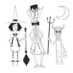 Hand drawn Halloween character set